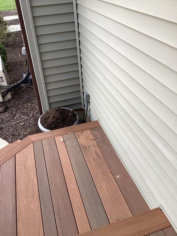 Conducted site assessment to provide estimate for installation of exterior hose bibb above deck level. Evaluated existing spigot location currently positioned beneath deck structure and assessed feasibility of routing water supply line vertically to new above-deck mounting point. Documented existing plumbing configuration and deck construction to determine optimal installation approach and material requirements for fixture relocation.