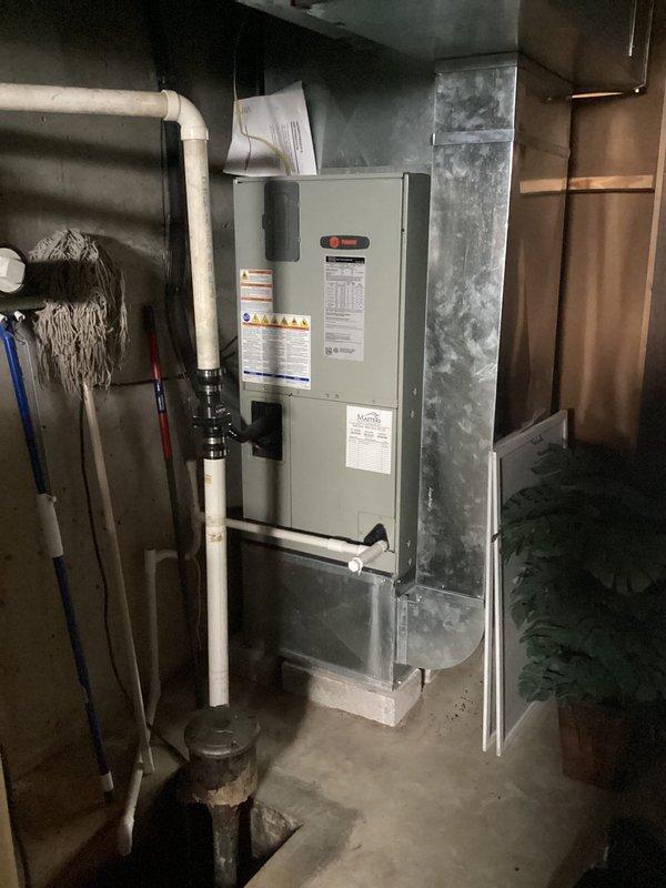 Decatur, IN - Completed comprehensive air conditioning tune-up on residential HVAC system located in basement utility area. Performed standard maintenance procedures including inspection of air handler unit, ductwork, and associated components, verified proper operation of all system controls, and ensured equipment is ready for cooling season.