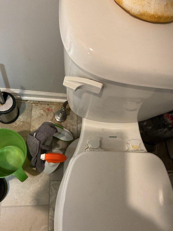 Completed installation of new Gerber two-piece toilet with associated supply piping and connections. Installed Badger Meter HR E/LCD digital water meter with brass fittings and isolation valves to monitor water consumption for the newly installed fixture. All plumbing connections were secured, tested for leaks, and verified operational with proper flow and shutoff capability.