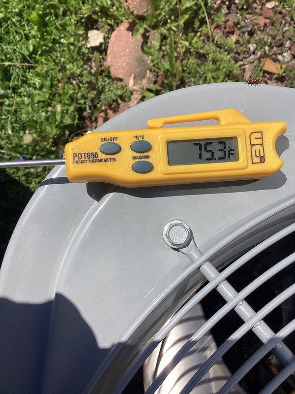 Performed seasonal AC start-up and fine-tuning service on outdoor condensing unit. Conducted system diagnostics including refrigerant pressure checks and temperature differential measurements, verifying proper operating parameters with ambient temperature at 75-76°F. All components inspected and confirmed operational for cooling season.