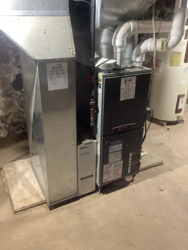 Conducted diagnostic inspection on aging furnace (10+ years) with no heat complaint. Identified failed ignition sequence and corroded flame sensor as primary issues. Cleaned flame sensor, reset control board, and tested system through multiple heat cycles to verify proper operation. System now functioning with normal flame pattern and consistent heat output.
