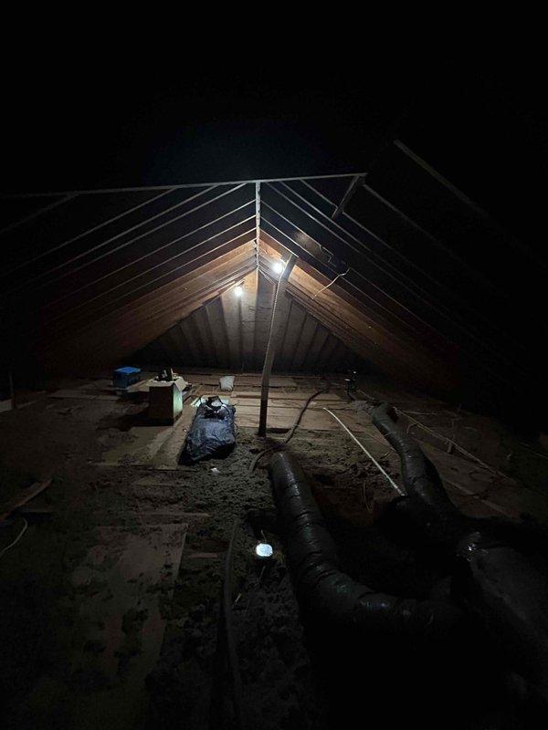 Conducted on-site assessment of existing heat pump system for replacement estimate. Inspected attic installation area, documenting current HVAC ductwork configuration and existing black flexible duct runs. Evaluated structural access points, clearances, and attic space conditions to determine equipment replacement requirements and installation feasibility. Provided comprehensive replacement estimate for new heat pump system.