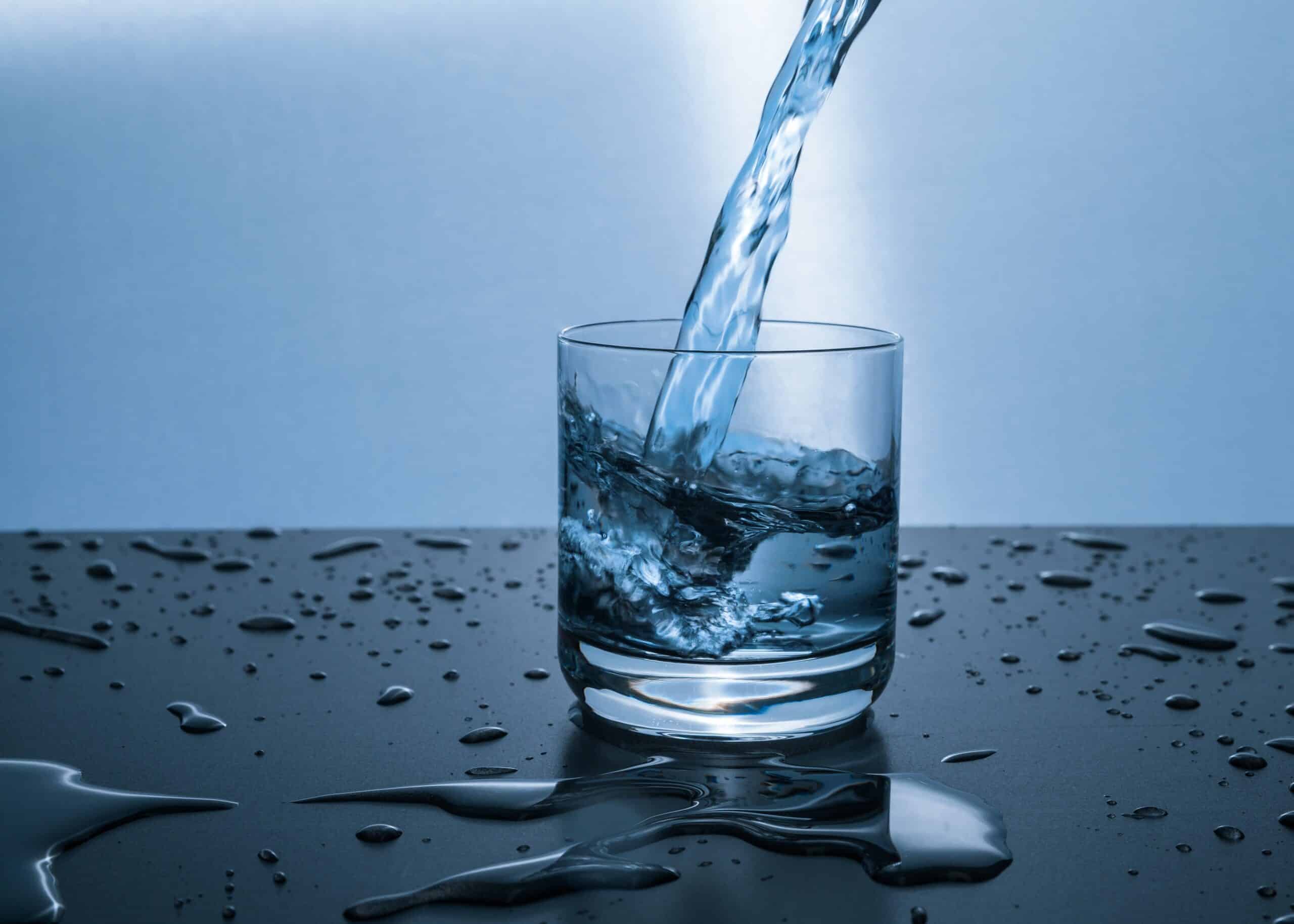 A glass of filtered drinking water